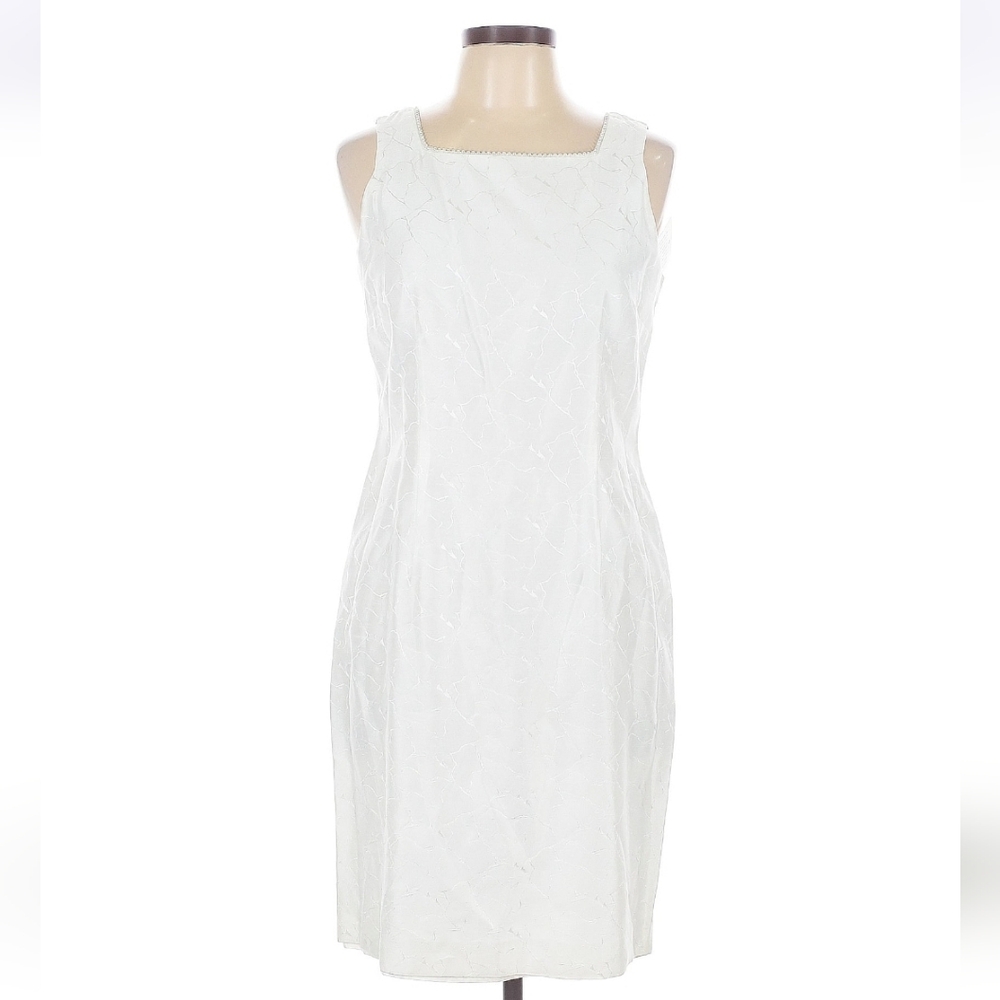 Positive Attitude White Lace Sheath Cocktail Dress Size 10 Beaded Neckline